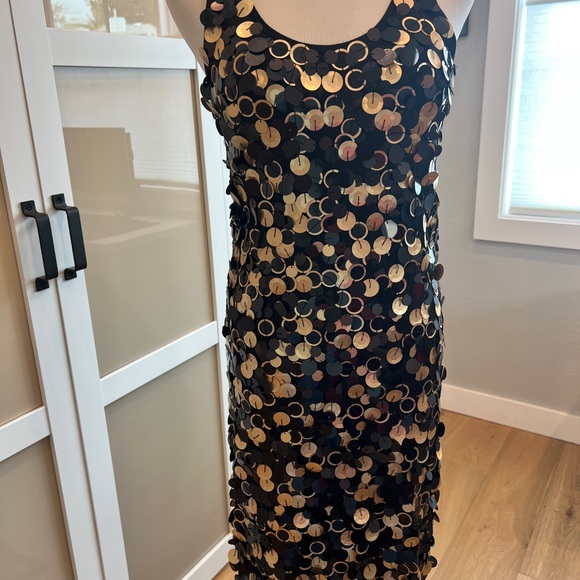 Michael Kors Black and Gold Sequin Midi Dress - Picture 7 of 8
